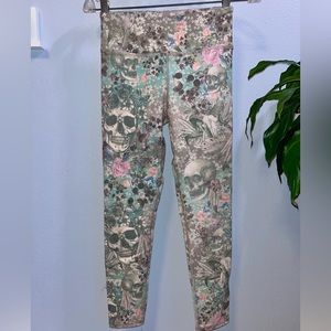 Evolution and Creation floral skull leggings